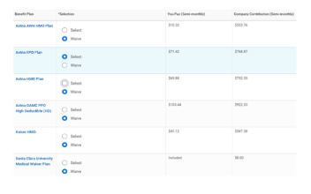 Medical plan options on workday